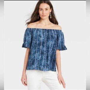 Knox Rose Navy Off-Shoulder Blouse